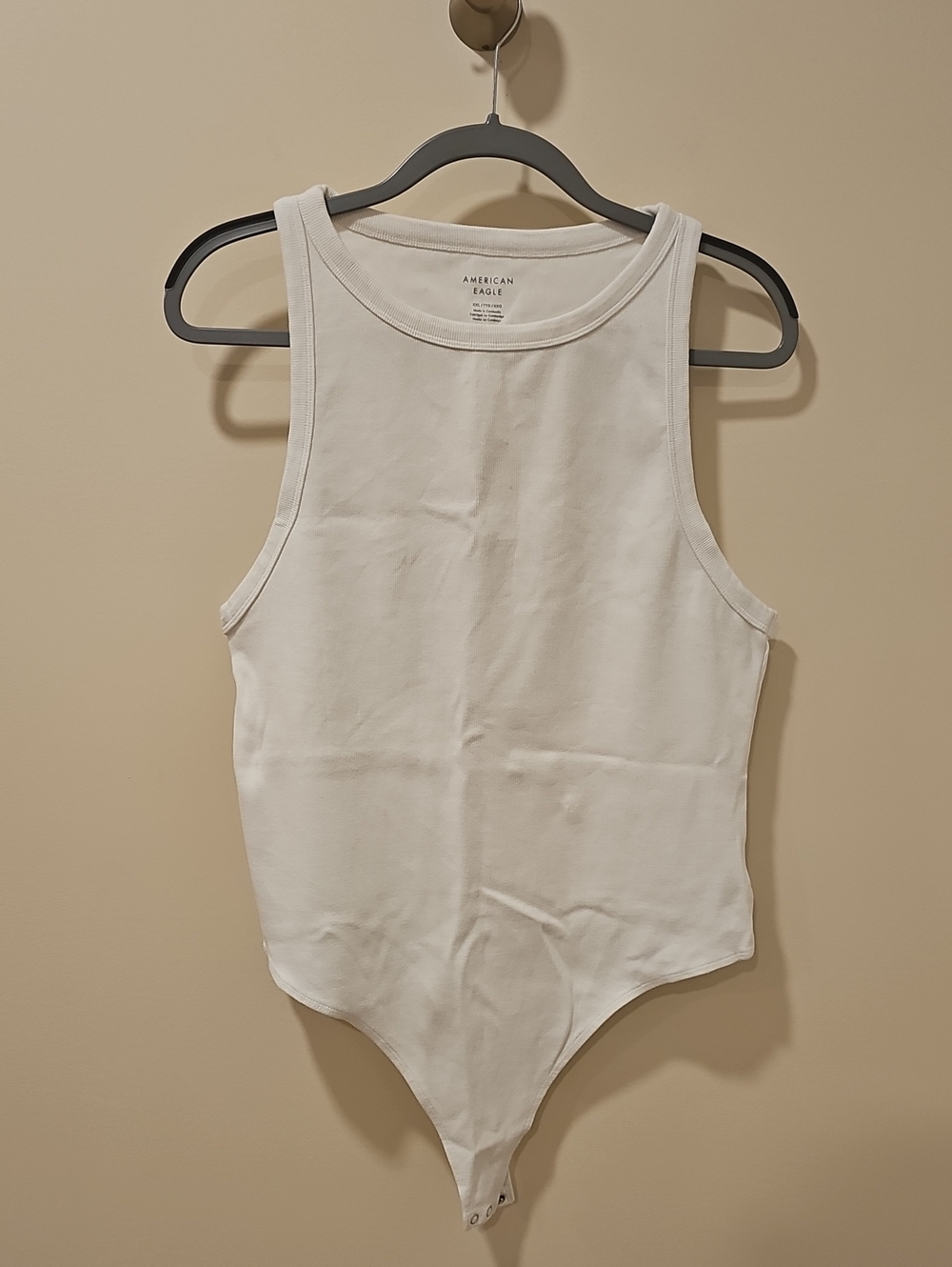 American Eagle Ribbed Scoop Neck Bodysuit White XXL